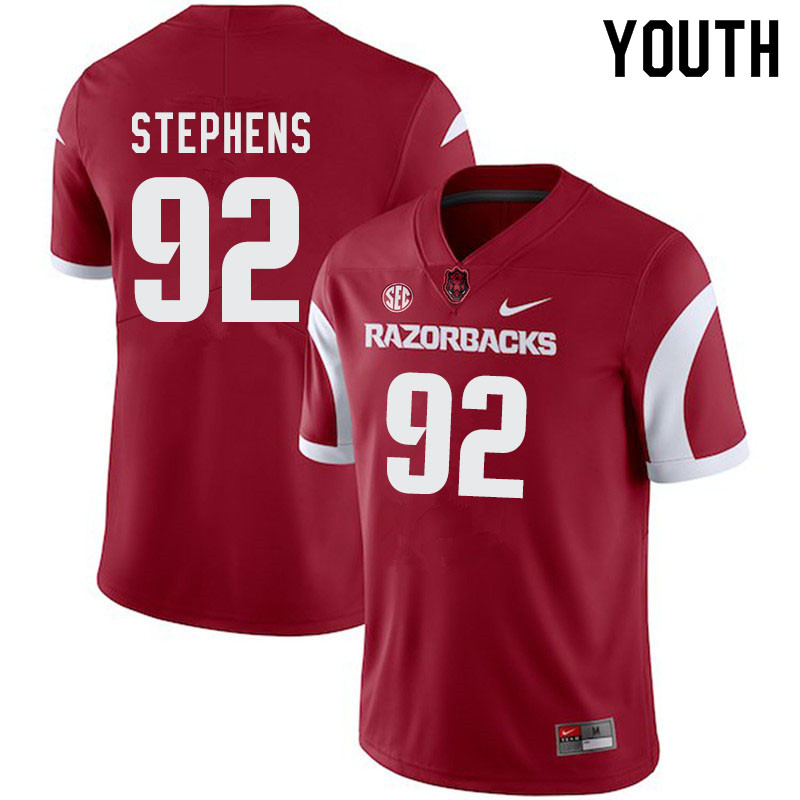 Youth #92 Chad Stephens Arkansas Razorbacks College Football Jerseys-Cardinal